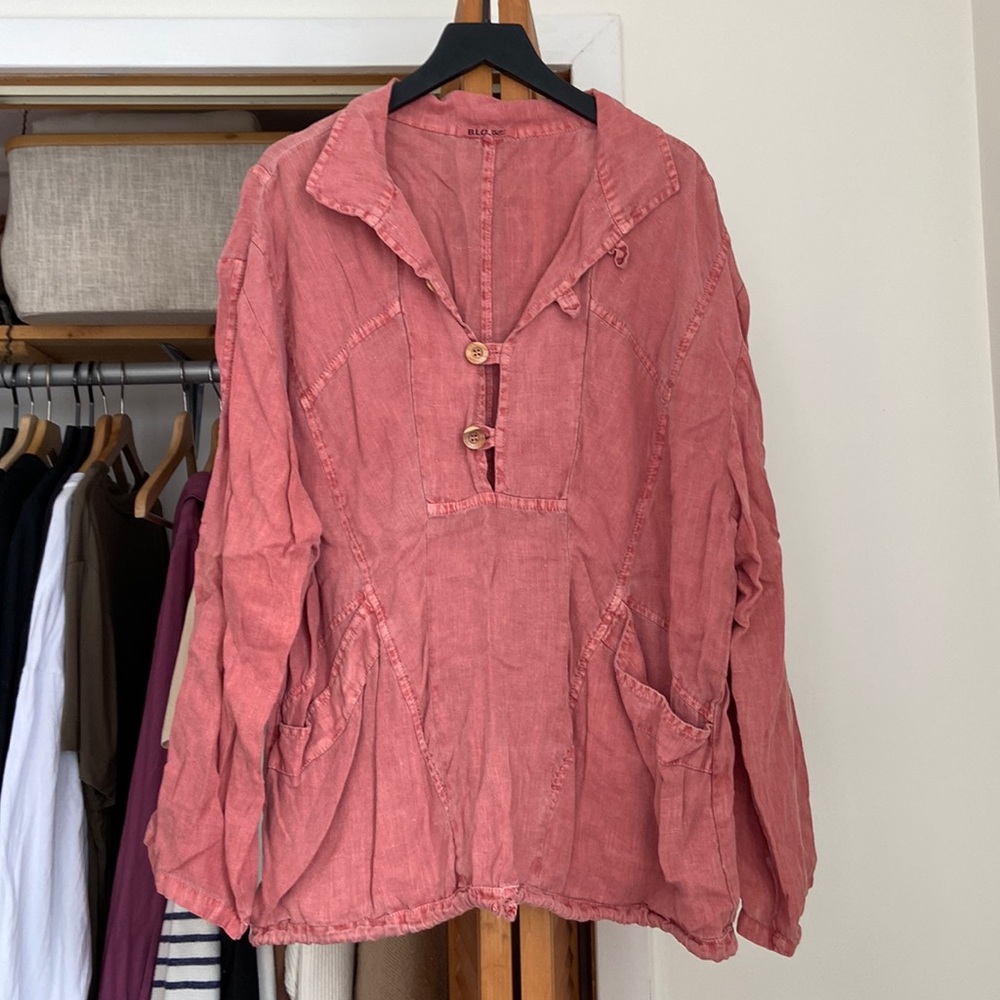 100% linen shirt jacket cover up by B-loose